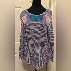 Valenti Franco Purple and Blue Crew Neck Sweater